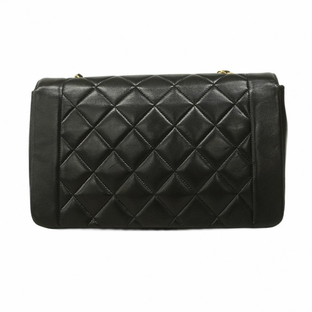 Chanel Shoulder Bag Diana Chain Lambskin Black Women's - Picture 14 of 15